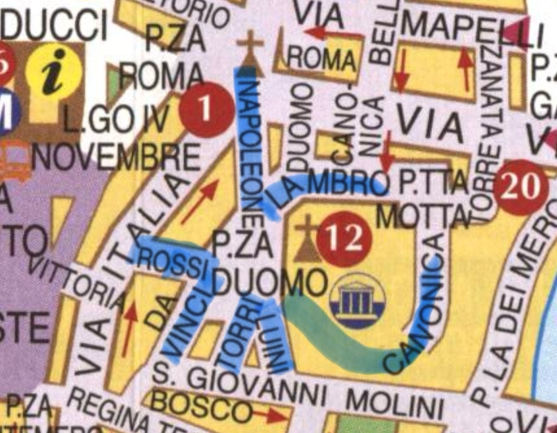 Confluenze Piazza Duomo (elenco strade)